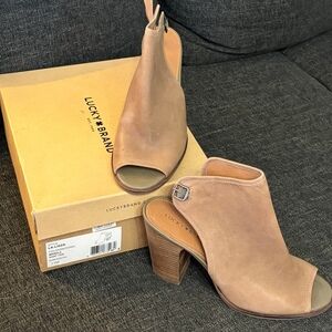 Lucky Peep Toe Suede Mule Booties size 11